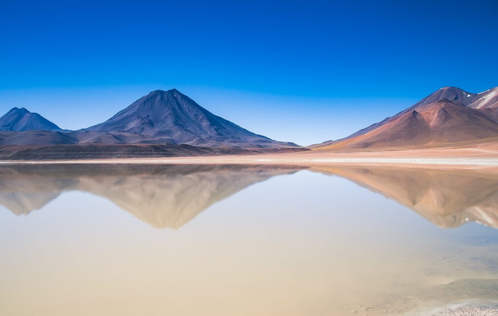 mountain range with reflection